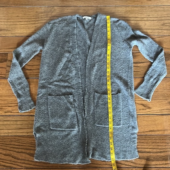 Madewell Open Front Long Cardigan Grey Pockets Merino Wool Blend Size XXS - Picture 6 of 9